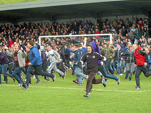 Supporting image for story: Hednesford Town promotion party after victory over FC United