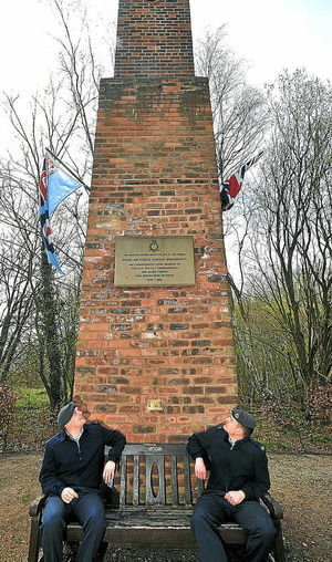 Seen by the memorial are Corporal Shaun Murphy and, right, Corporal Matt Allen