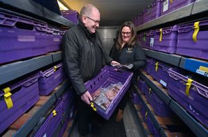In the freezer with some of the beef at Wyndford Wagyu, Rob Edwards and Sarah Golding