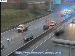 Supporting image for story: Motorway closed after two car crash causes spillage
