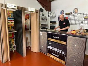 Mark Parker of Retro Records at The Retro Station in Leominster. Mark is pictured by his listening booths.