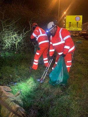 Members of Lichfield District Council’s Streetscene team during one the overnight litter picks.