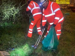 Members of Lichfield District Council’s Streetscene team during one the overnight litter picks.