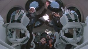 Passengers on board the Virgin Galactic flight