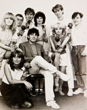 Philip Minton, centre, when his salon was in the Darwin Centre