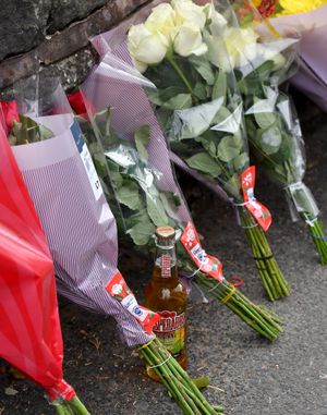 DUDLEY COPYRIGHT NATIONAL WORLD TIM THURSFIELD -07/08/25Tributes at the scene of the tragic car accident, which killed three people on the junction of Clarence Street and Highgate Street, Upper Gornal.