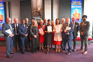 The current and new deputy lieutenants of the West Midlands pose before the ceremony