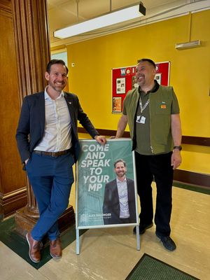 Alex Ballinger MP for Halesowen pictured with Stuart Richards, Regional Secretary of the TUC Midlands, at the SEND roundtable.