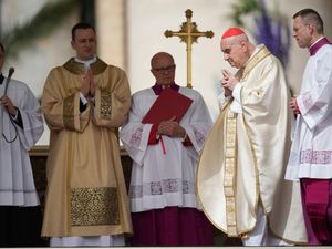 Cardinal Angelo Comastri presides over the Easter mass