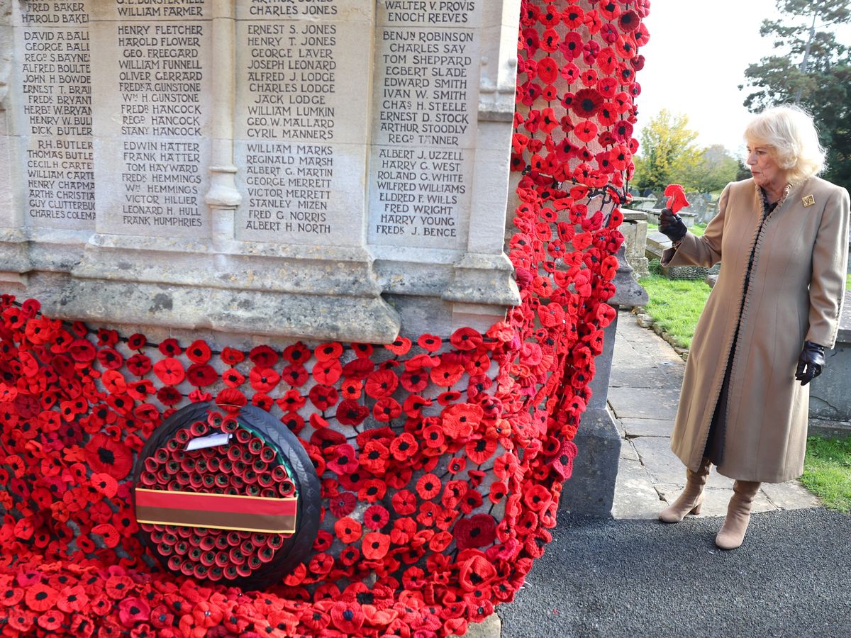Queen pins final poppy on huge war memorial display
