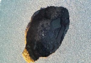 A close-up of the hole