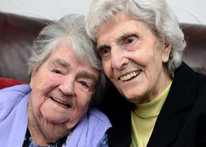 Doris Tildesley with her former neighbour Maud Wallis, who is 101
