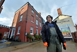 Mark Davies outside Darwin's Townhouse. The area was flooded on Friday