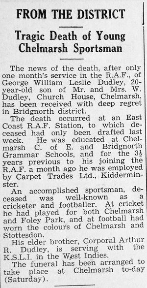 George had served in the RAF less than a month when he was killed in a bombing raid.