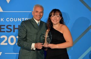Engineering and manufacturing winner Sophie Young receives her award