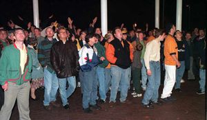 Wolves fans protest outside Molineux after the 0-0 draw with Charlton.