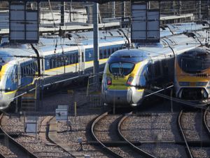 Eurostar trains at the Eurostar Engineering Centre maintenance depot in Temple Mills, London