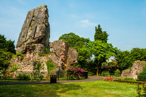 The castle gardens on a brighter day.
