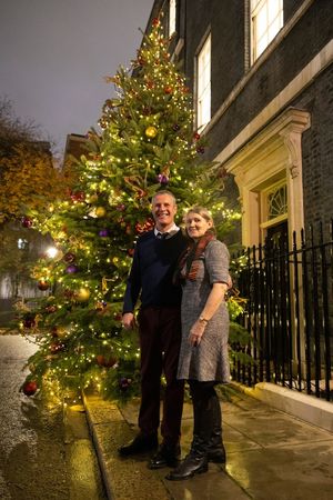 The Stanhop family as they stand next to their award winning fir. Photo: No10 Downing Street