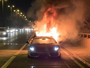 Supporting image for story: WATCH: Wolverhampton man's Lamborghini wrecked in M6 fire