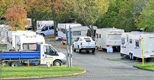 Travellers pitched their vehicles at the Halesfield 19 trading estate in Telford