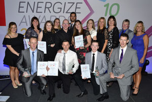 Eddie ‘The Eagle’ Edwards, guest of honour at last year’s Energize awards, pictured with the winners.