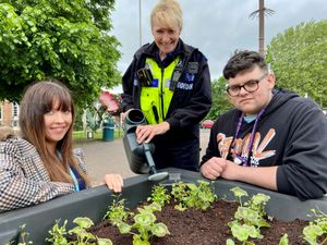 (left to right) Susan Thornton from Dudley College, PCSO Karen Copson and Dudley College Ambassador Jack Kendrick.