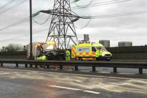 The scene on the M6 following the crash