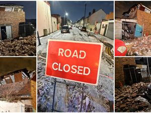 Supporting image for story: 12 pictures show remains of building that partially collapsed in Wolverhampton as one man brought to safety