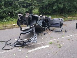 Supporting image for story: Driver escapes as half of car ends up in field after splitting in A34 crash