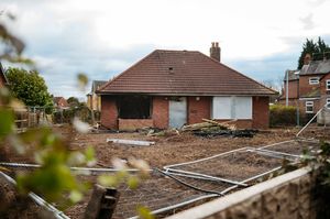 The fire-damaged house on Mill Bank, Wellington