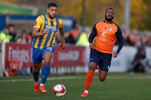 Rekeil Pyke of Shrewsbury Town and Kynan Isaac of Stratford Town (AMA)
