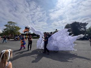 The Fizzgigs arts and drama group made swans for the carnival. Pictures: Sue Austin