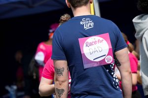 A Race for Life back sign