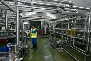 Tony Powell works at the whey plant, which ensures that the by-product is not wasted