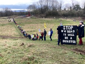 Supporting image for story: Protesters form human chain against Shrewsbury's North West Relief Road