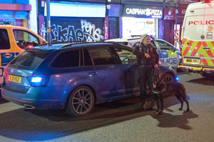 A police dog at the scene. Photo: SnapperSK