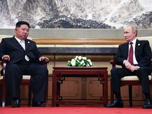 Supporting image for story: Vladimir Putin meets North Korea’s leader Kim Jong Un in Beijing