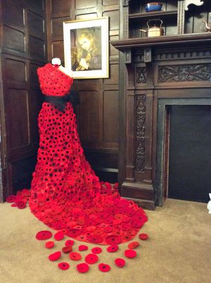 The dress is made up of more than 600 knitted poppies