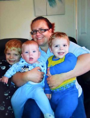 Zoe with Shayne, Archie, and Oscar.