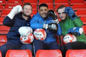Having a ball - Des Bowater, Lennox Clarke and Kieron McLaren (from left) are preparing for their matches at Walsall Football Club.