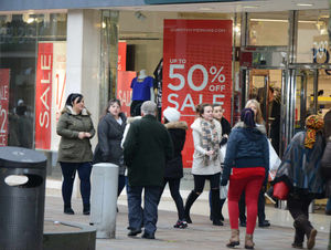 Sales shoppers in Dudley Street, Wolverhampton