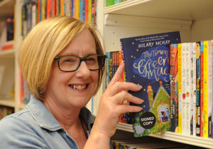 Getting ready for Bookshop Day, proprietor Louise Chadwick, of Oswestry, at Button & Bear, Castle Street, Shrewsbury