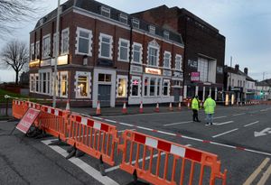 The cordoned off road