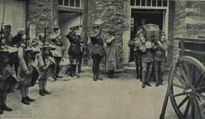 The Unknown Warrior starts his journey from France, with Brigadier-General Wyatt following the coffin.