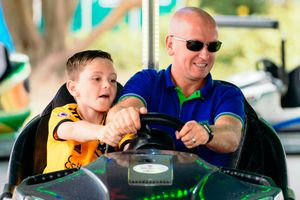 Jack Dicens and dad Lee Dickens on the dodgems at Wolverhampton Fiesta in West Park