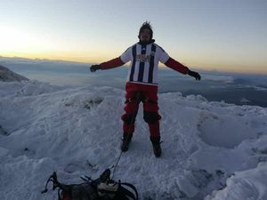Supporting image for story: PICTURED: West Bromwich Albion fan on top of the world