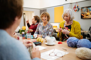 Knit and Natter have been making hundreds of knitted poppies for months at their weekly meeting at The Hub