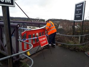 Supporting image for story: SVR Bridgnorth footbridge closed after one end lifted dangerously 