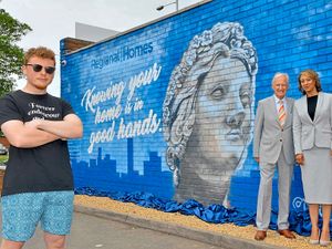 Supporting image for story: Lady Wulfruna mural unveiled in Wolverhampton - in pictures